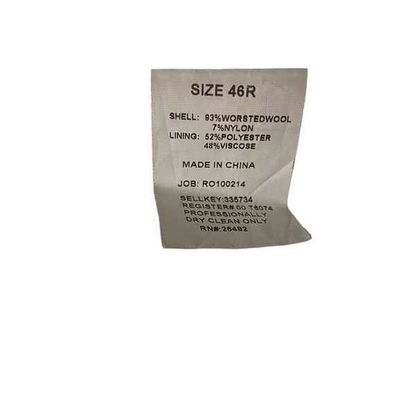 DKNY Black & Cream Pinstriped Worsted Wool 2-Button Suit Jacket Sports Coat 46R - Picture 7 of 11